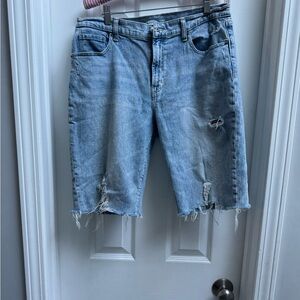 Old Navy Blue Jean Shorts Distressed Knee-Length